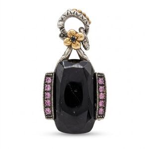 Barbara Bixby Pendant Sterling Silver 18k Gold Onyx Pink Sapphire